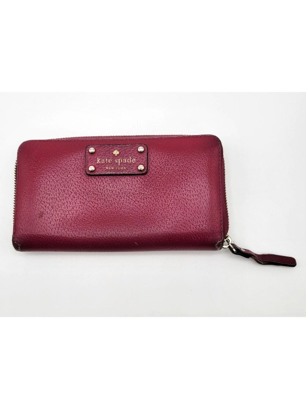 Kate Spade New York Burgundy Pebbled Leather Neda Zip-Around Wallet